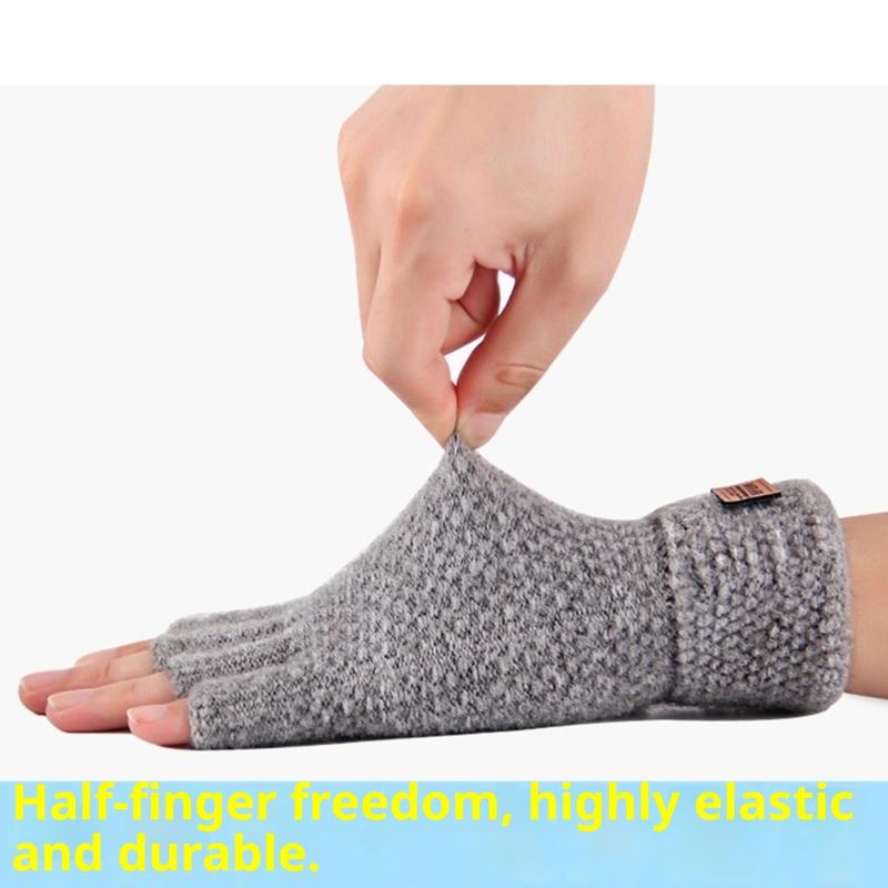 1 Paar Schwarze Unisex Halbfinger Fingerlose Handschuhe Für Damen Herren Wolle Strick Handgelenk Baumwolle Gothic Handschuhe Winter Warm Trainingshandschuhe