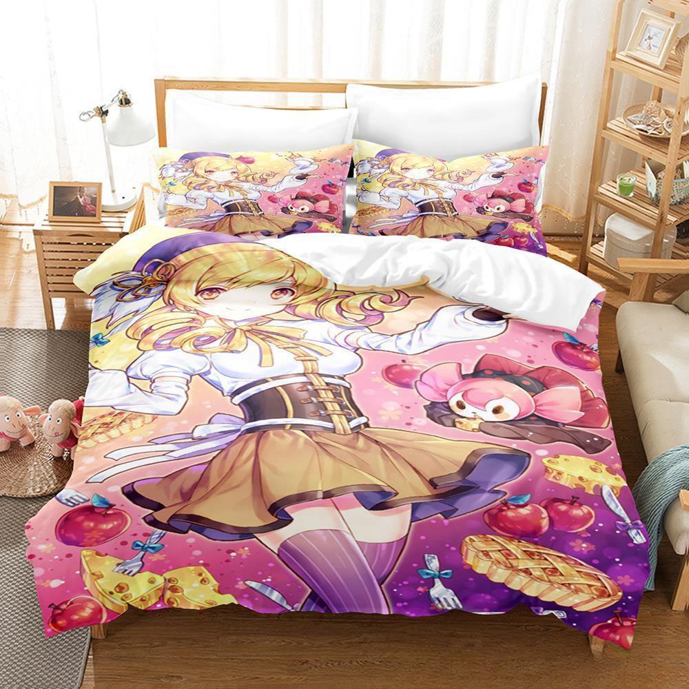 New 3D Kawaii Girl Anime Puella Magi Madoka Magica Bedding Set Cartoon Anime three-piece set Adult Kid Bedroom Duvet cover Sets