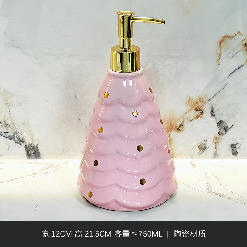 750ml Soap Dispenser Creative Christmas Tree Lotion Ceramic Bottle Household Toilet Press Shampoo Separate Bottle  Cup Dispenser