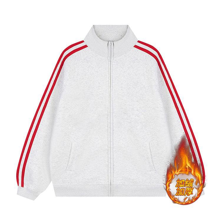 Vielseitiges Fleece-Sweatshirt mit Reißverschluss, drei Streifen und Stehkragen