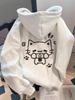 Cute Cartoon Cat Print Women Hoodies 2025 Winter Autumn Clothes Y2k Sweatshirt Top Hoodie Long