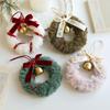 Plush Christmas Wreath Pendant with Ribbon, Bow & Bells - Festive Hanging Window Decoration