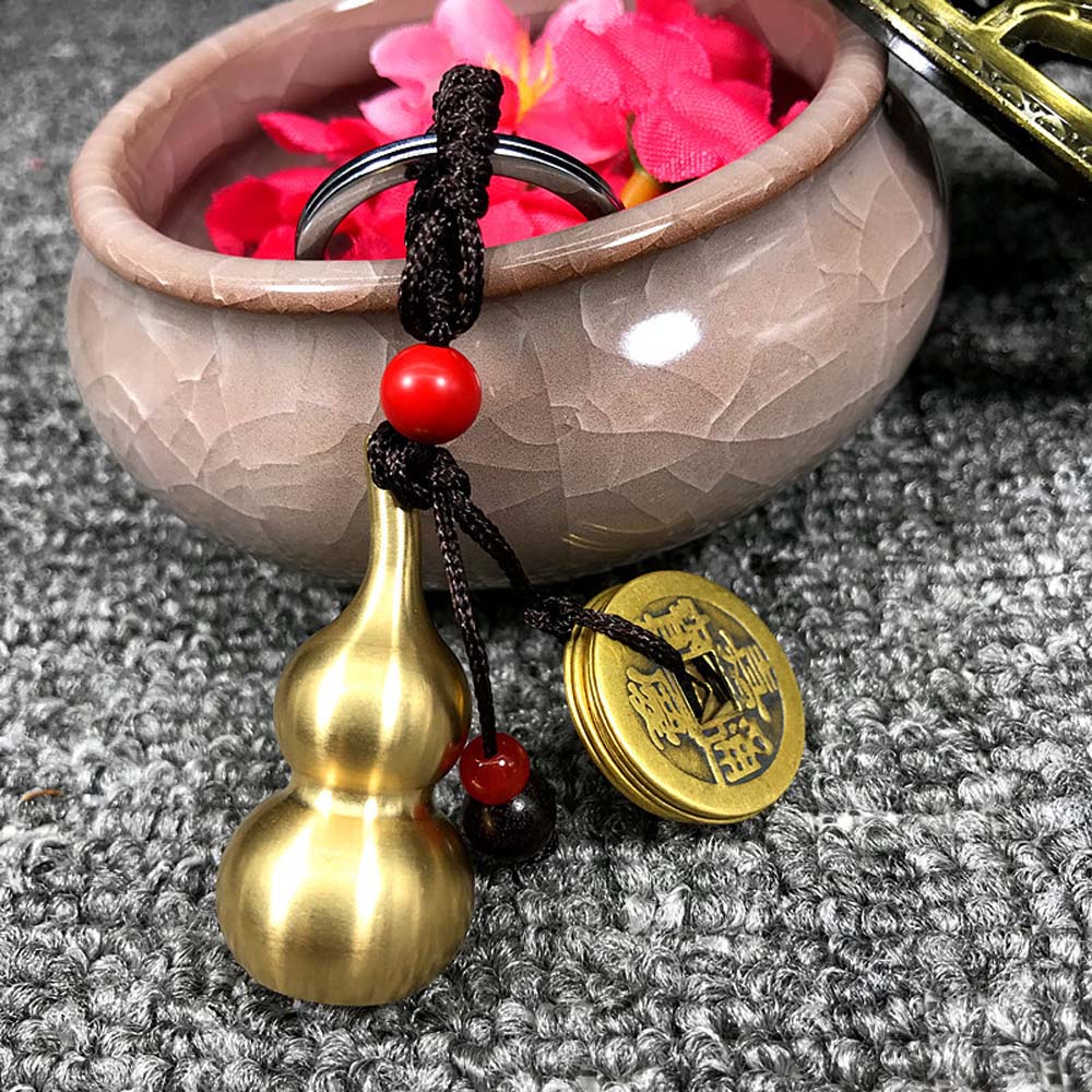Lucky Rope Blessing Paper Car Accessories Brass Money Car Key Chain Bag Keychain Keyfob Key Rings
