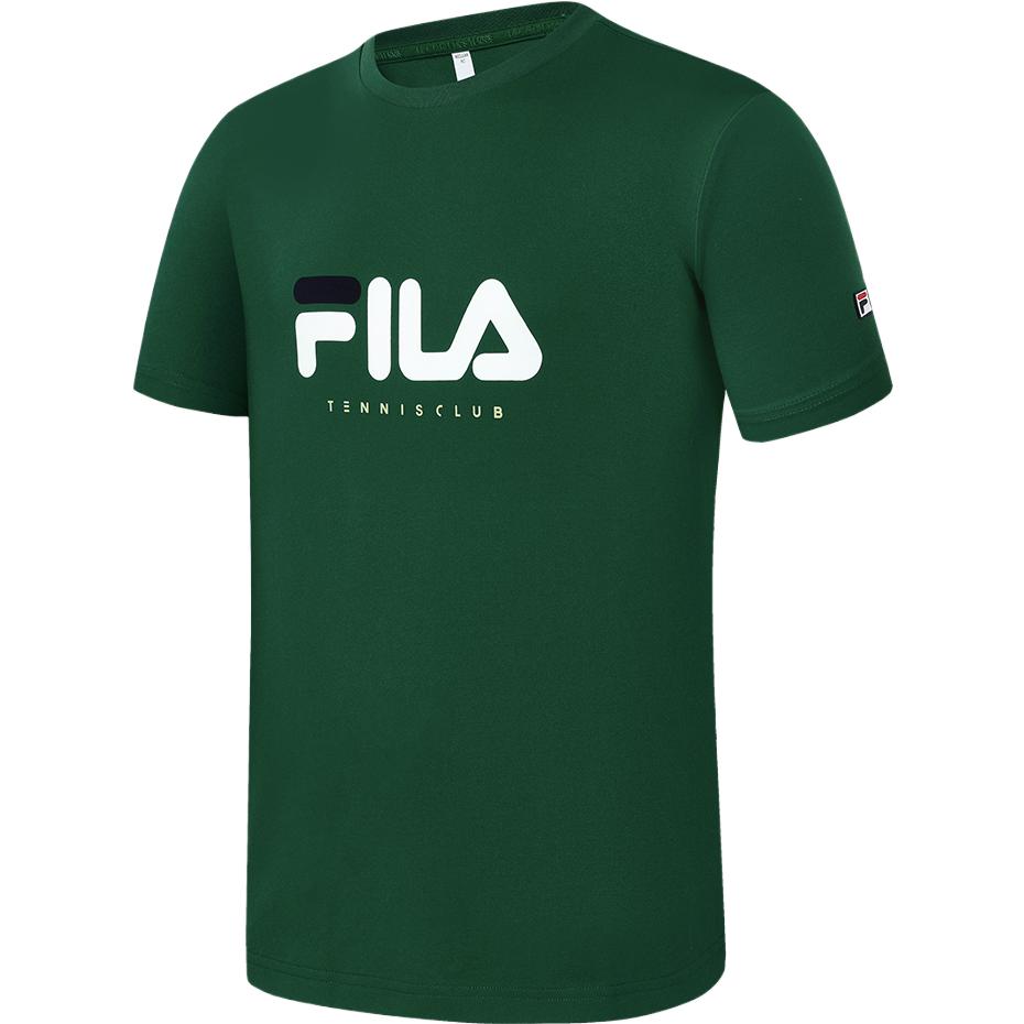 Fila Simple Basic Round Neck Printed Tennis Sports Short Sleeve T-Shirt Men Tops Pine-Green A11M333199F-DG