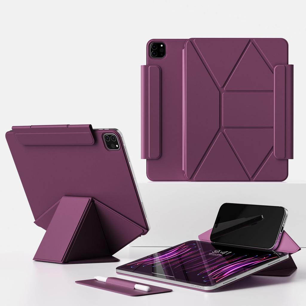 2026 JUNCHI for iPad Magnetic Multi-Angle Stand Detachable Pen Holder Slim Anti-Bend Case