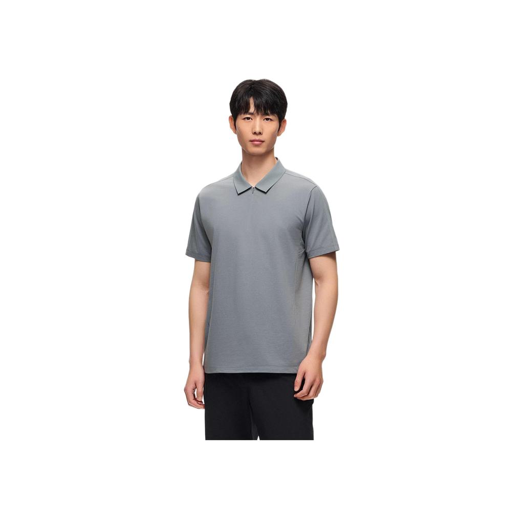 Anta Champion All-Weather Series Comfortable Casual Simple Solid Color Pullover Short Sleeve Polo Shirt Men Polo Shirts Monet-Gray 152520131-2
