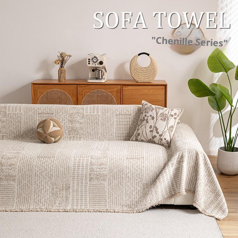 Thick Chenille Sofa Cover Waterproof Cat Resistant One Piece Design with Elegant Stitch for 2/3/4 Seater