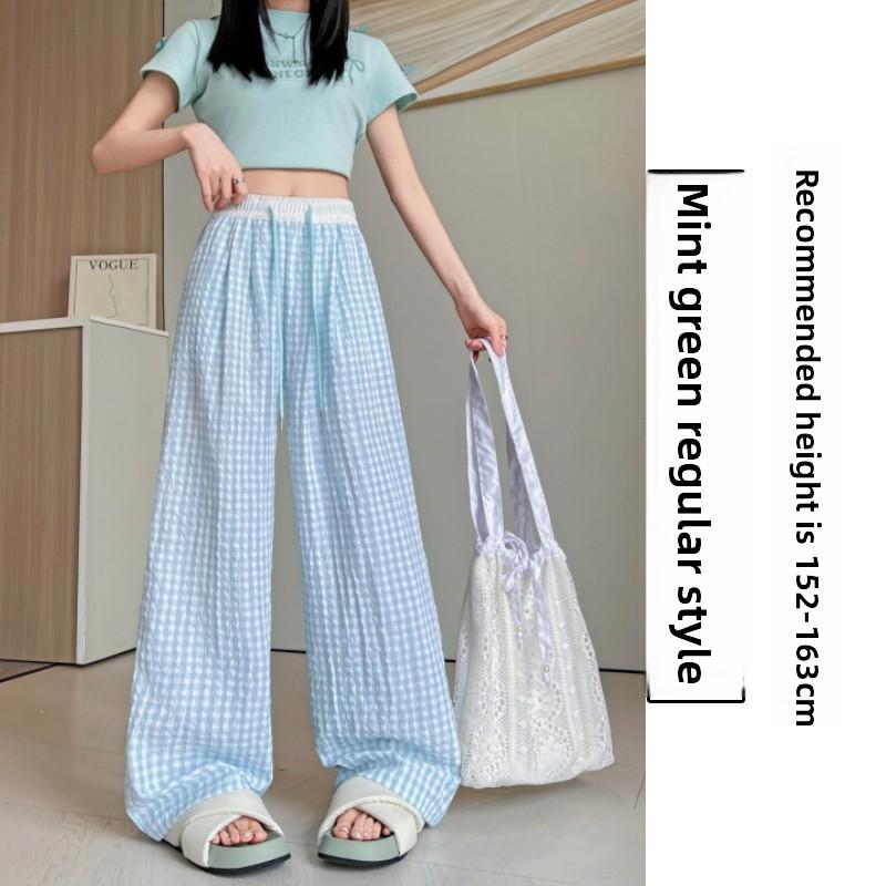 New Plaid Pants for Women Spring/Summer 2026 New High-Waisted Dopamine Casual Trousers