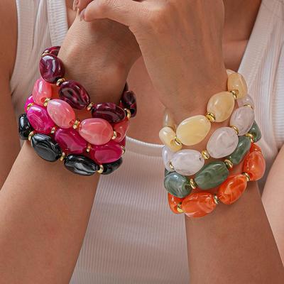 European and American Irregular Oval Acrylic Bracelet: Bold High-End Fashion Jewelry