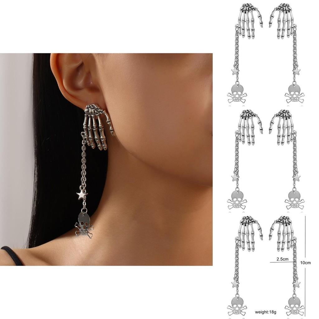 Halloween Skull Pendant Earrings With Goth Punk Style For Women