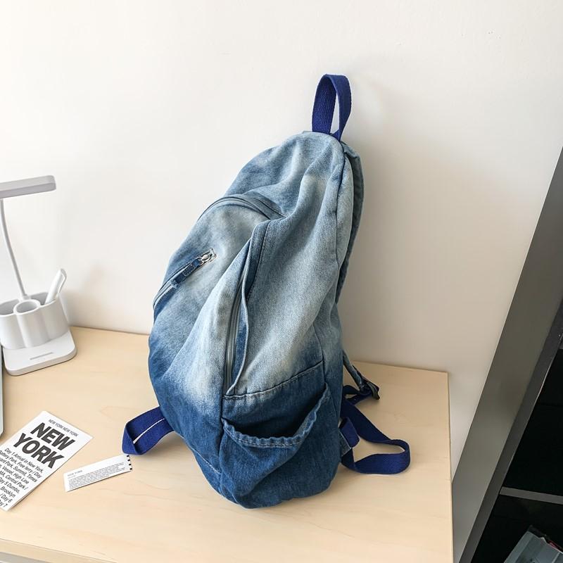 Gradient Retro Rucksack Große Kapazität Schüler Schultasche Jeans Rucksack