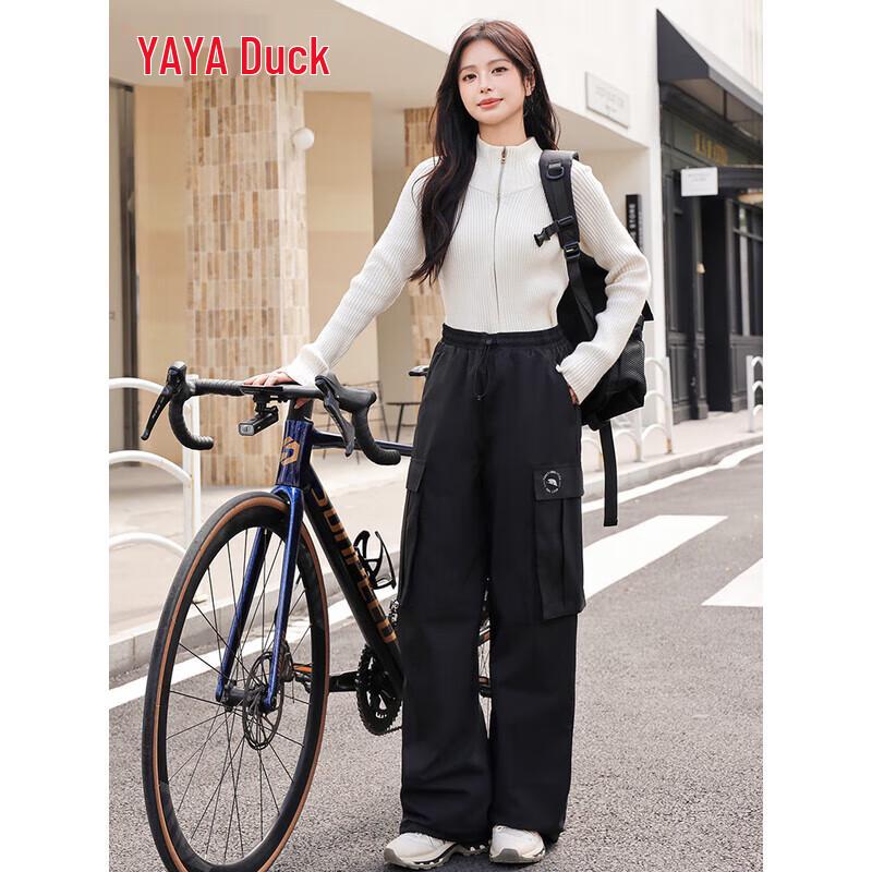 YAYA Women's 2025 Outdoor Warm Thick Down Straight-Leg Cargo Pants