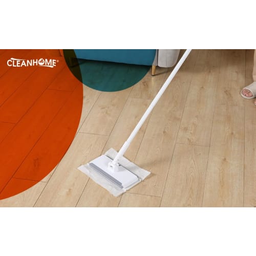 CLEANHOME Floor Wiper, Attaches and Detaches In 1 Second, One-Touch Mop, 2-in-1 Drainer, 24cm Wide, 4-Section Pole, 40cm-122cm Long, Wet/Dry Mop, Wipi
