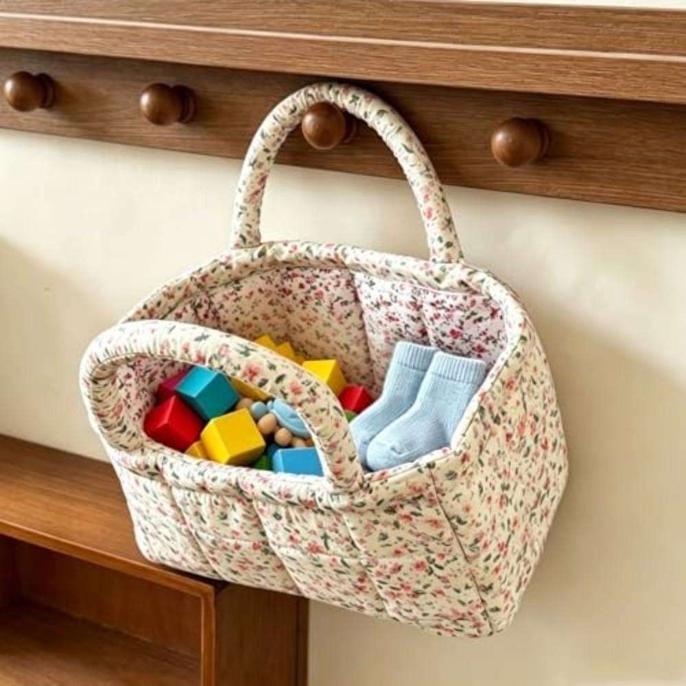 Quilted Foldable Fabric Basket Dual Handles Laundry Basket With Handles  Home Organization