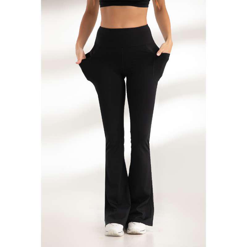 High Waist Butt-Lifting Nude Yoga Flare Pants for Running & Fitness Medium