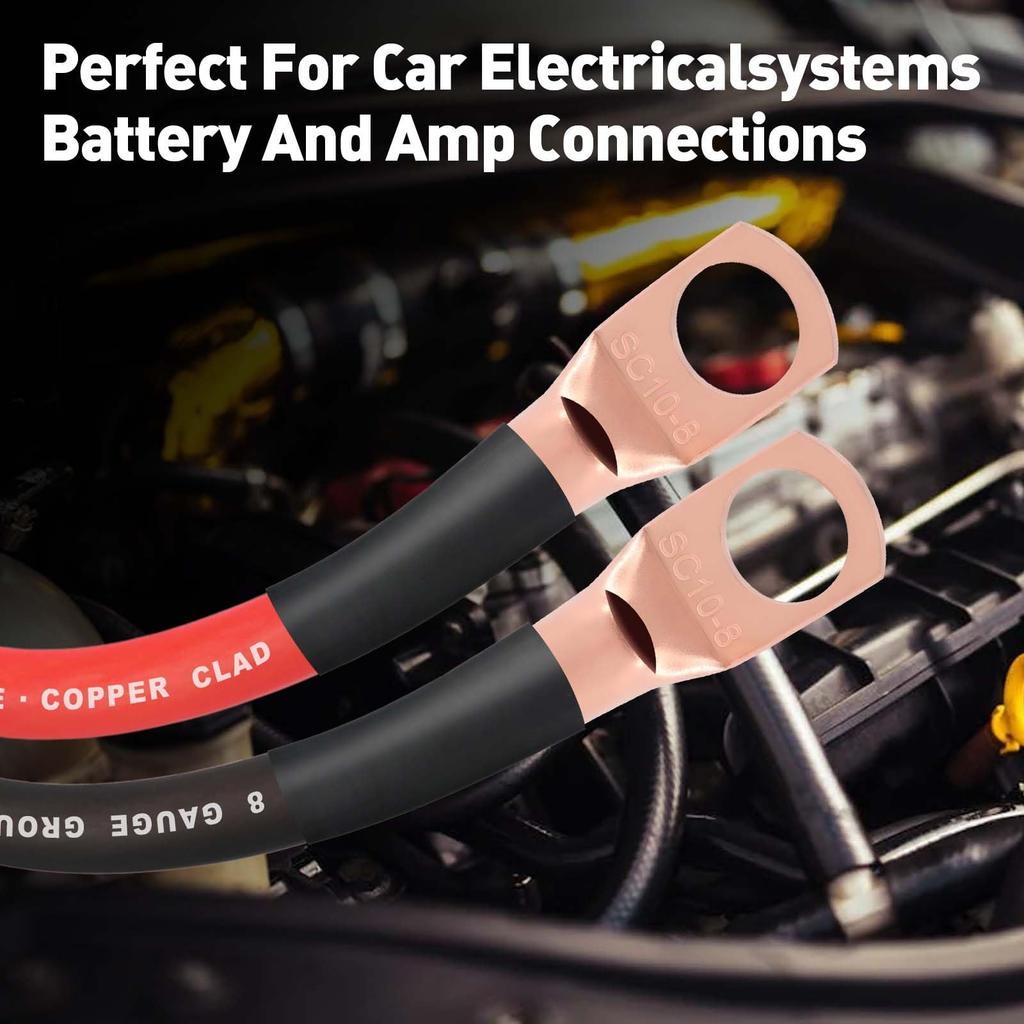 SGANGCAR Power Ground Cable 8 Gauge Copper Pack Aluminum CCA Power Supply / Car