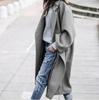 2022 Women's Plus Size Woolen Overcoat - Stylish European & American Solid Color Design