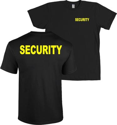 SEGURANÇA Frente e Trás Enormes Letras AMARELO NEON Preto - Camiseta Unisex NOVA