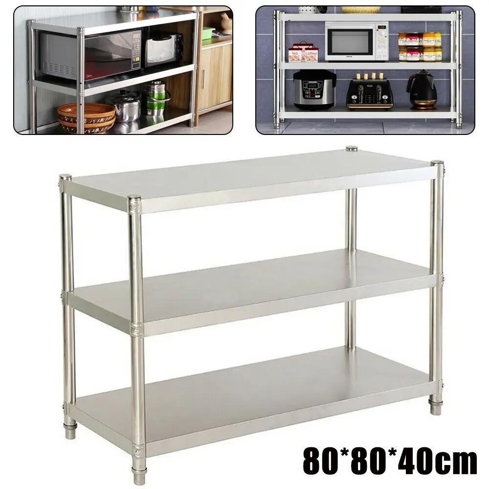Stable Heavy-Duty Stainless Steel Rack for Kitchen, Heavy-Duty 3-Tier Stainless Steel Rack for Microwave argento
