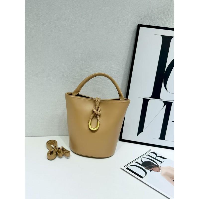 Soft Vegan Leather Bucket Bag Women Casual Crossbody Tote With Woven Detail Medium Size Multiple Colors