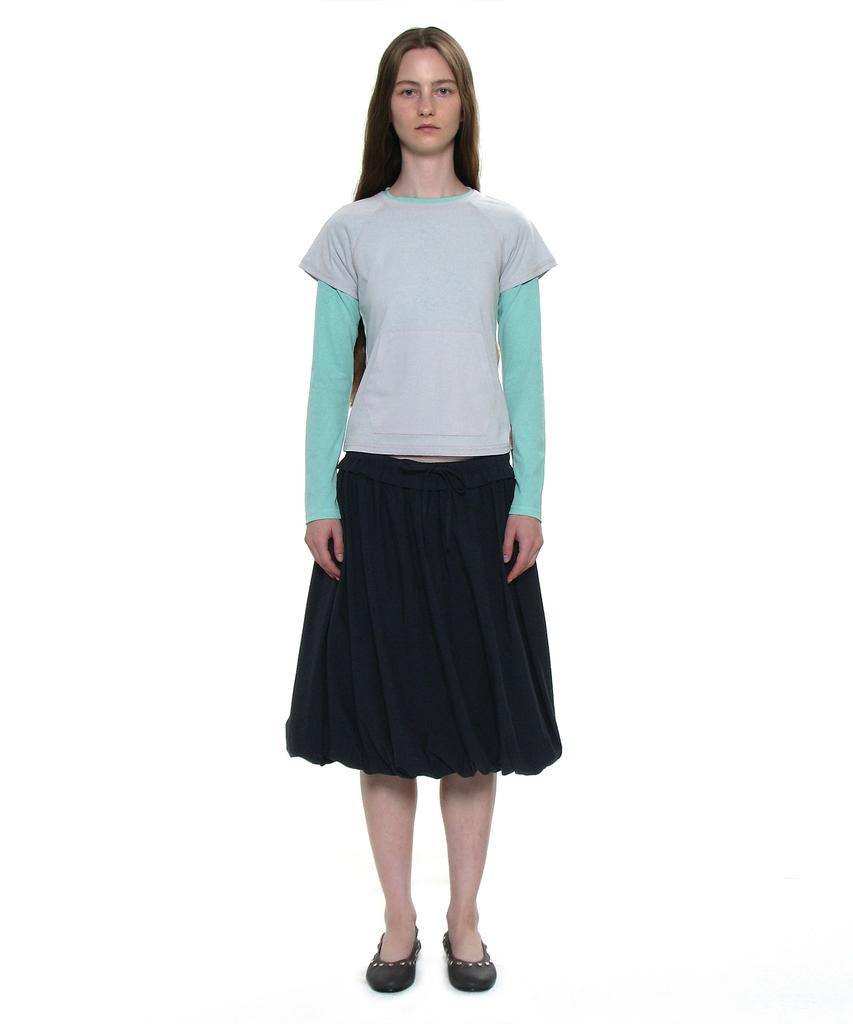 Partimento Woman Frill Waist Puff Midi Skirt_Navy
