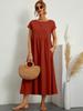 2024 European & American Solid Color Sleeveless Loose Cotton-Linen Pocket Women's Dress