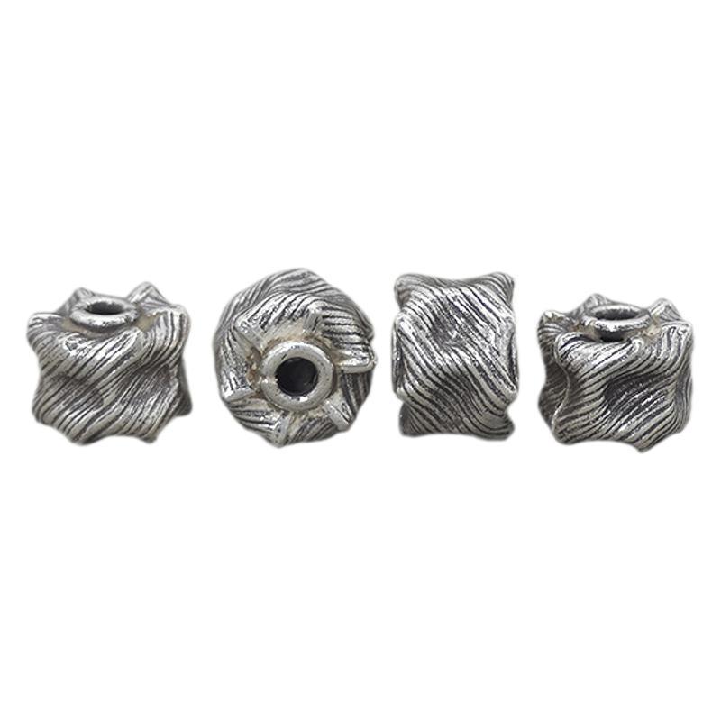 Chiang Mai Handmade Sterling Silver Flower Pleated Beads Necklace & Bracelet DIY Accessories