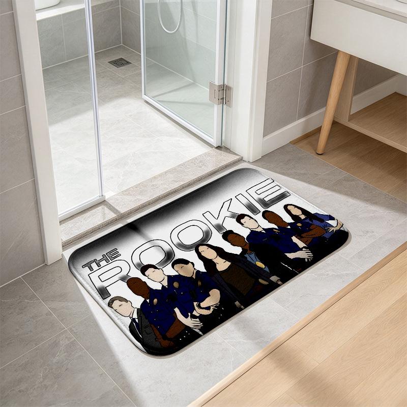 The Rookie Print Flannel Kitchen Mat Christmas Soft Area Rug Non Slip Floor Carpet Home Decoration