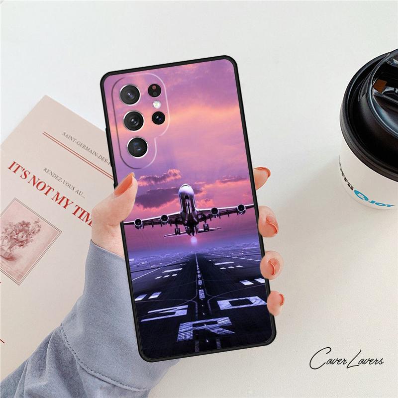 Aircraft Airplane Fly Travel phone case For Samsung Galaxy S24 S25 S23 S22 Ultra Note 10 20 Plus S20 S21 FE Cover