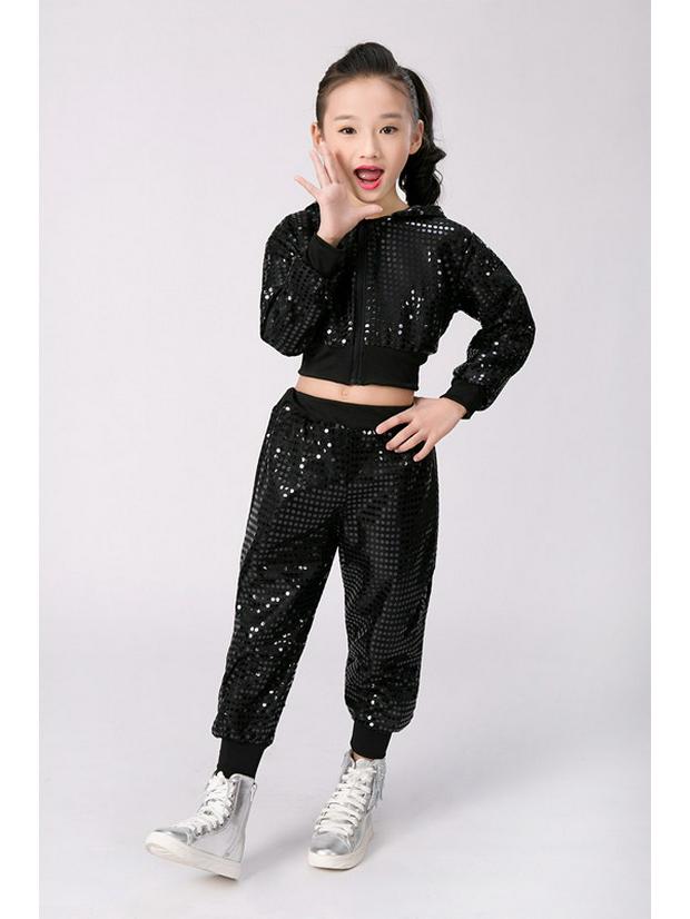 Unisex Children's Sequin Dance Costume - Cheer, Jazz, and Hip-Hop Outfit