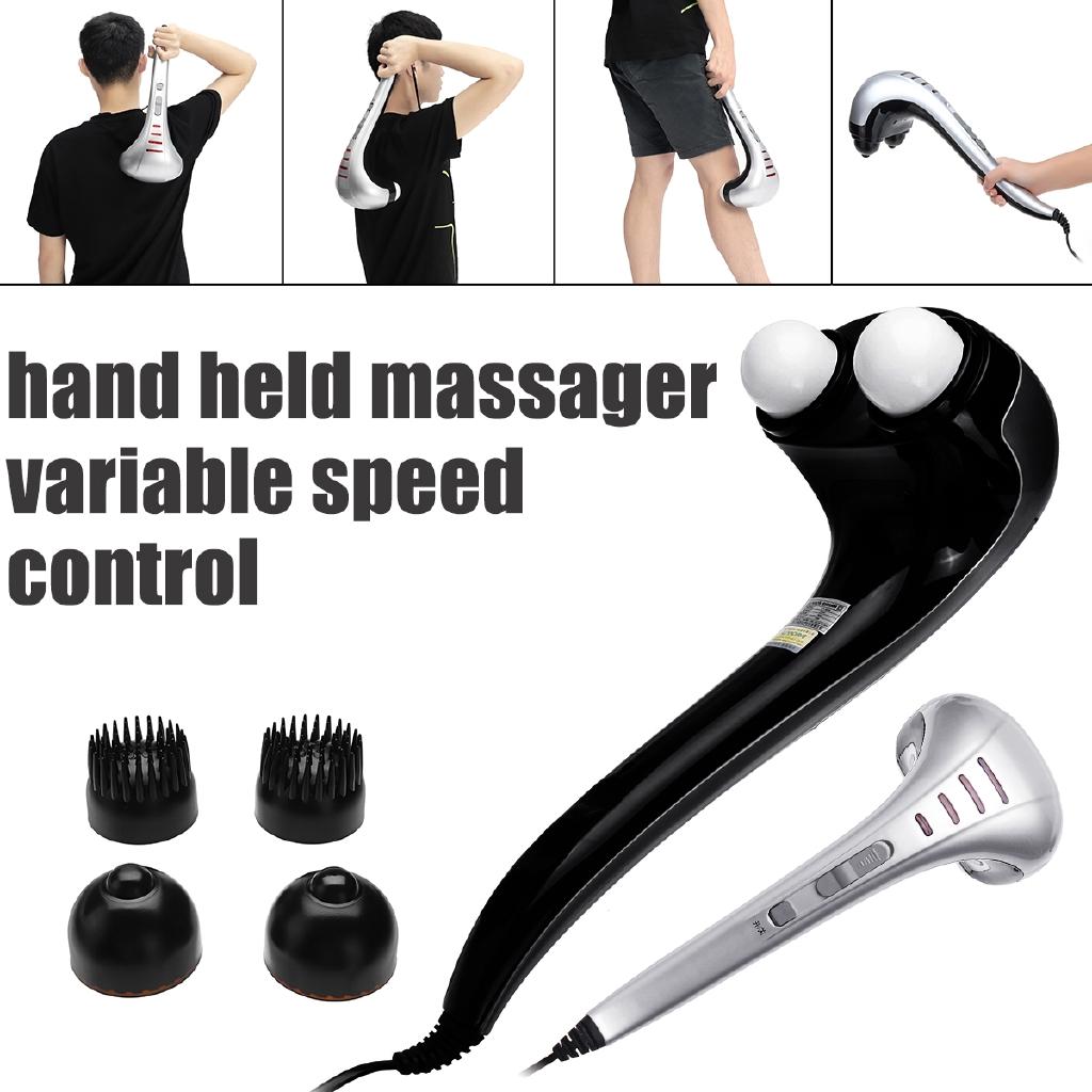 28W 3 Massage Head Speed Handheld Double Head Electric Body Massager Machine Control Neck Waist Shoulder Variable Massager