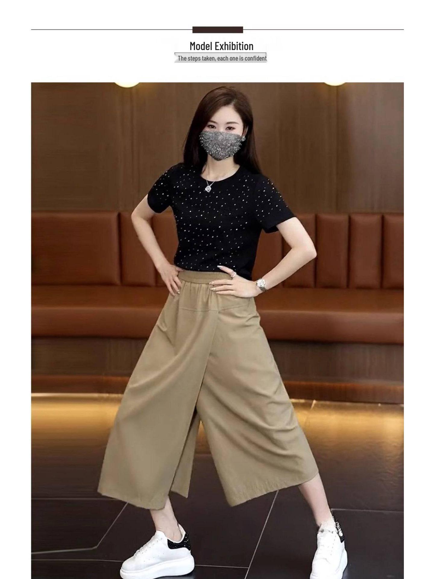 

Ice Silk Draping Casual Women s Skort, Summer 2026, Slimming Irregular Wide-Leg Design for Petite Pear-Shaped Figures 29/XL (115-125 lbs)