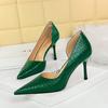 Fashion Women 8cm High Heels Stiletto Pumps Pointed Toe Shallow Side Hollow Lady Serpentine Patent Leather Wedding Evening Party Shoes