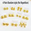 2-8 Pairs Earrings Stud Geometric Square Stripe Round Textured Heart Rose Star Bow Double Water Drop Design Jewelry for Women