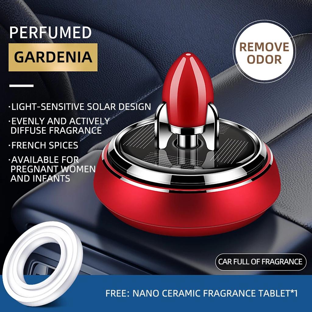 1set Car Solar Rocket Aromatherapy Car Rotating Aromatherapy Creative Purifying Air Freshene Car Perfume Decoration Accessories