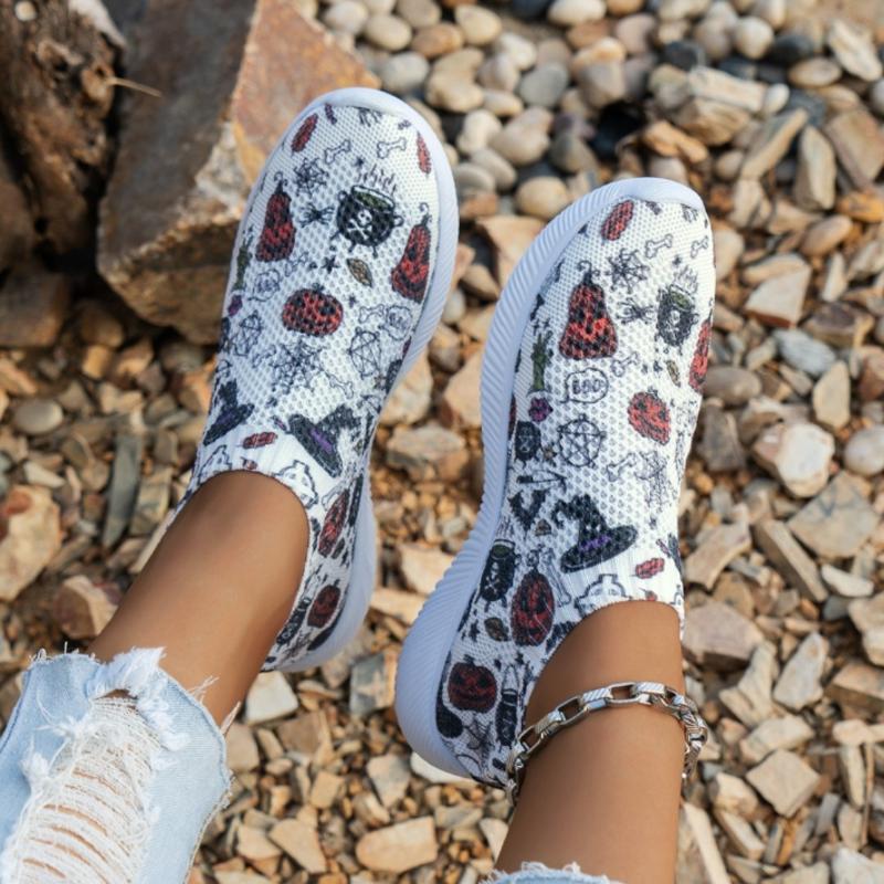 

Fashion Women s Sneakers Spring Autumn 2024 New Fashion Mesh Breathable Sports Shoes Women s Casual Halloween Pumpkin Platform Shoes 43 белый