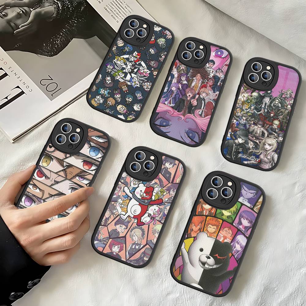 Anime Game D_DanganRonpaS Leather Phone Case For IPhone 15 14 13 Pro Max 12 11 16 Plus Phone Cover