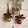 Red Velvet Bow and Bell Christmas Tree Ornament
