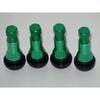 4 Kits TR 41 Chrome Green Color Snap-In Tire Valve Stems Short Black Rubber