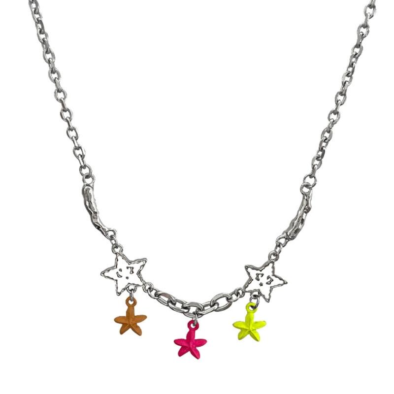 Модный Тренд Светлая Роскошь Нишевое Ощущение Цепочка на Ключицы Темперамент Простой Холодный Стиль Пятиконечная Звезда Морская Звезда Ожерелье 1