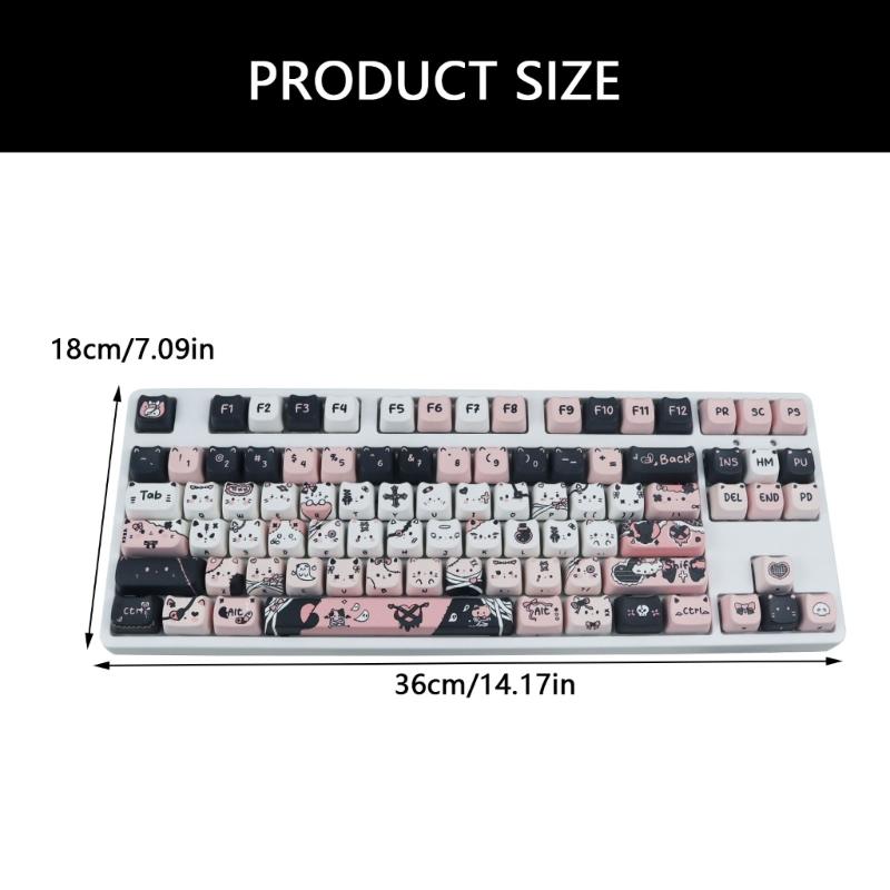 Quality 132key PBT Keycaps Featuring Charm Cats Designs Keycaps for 61 87 96 98 104 108 Mechanical Keyboards Keycap
