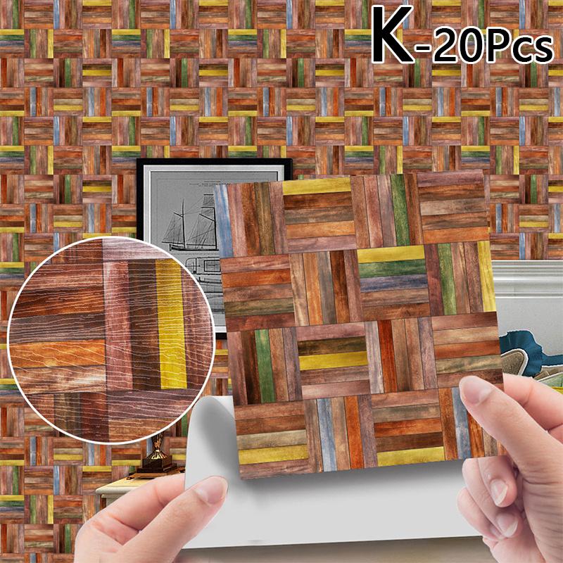 20db 10*10cm fali matrica tapéta PVC öntapadós fa erezetű kerámia csempe Lakásdekoráció