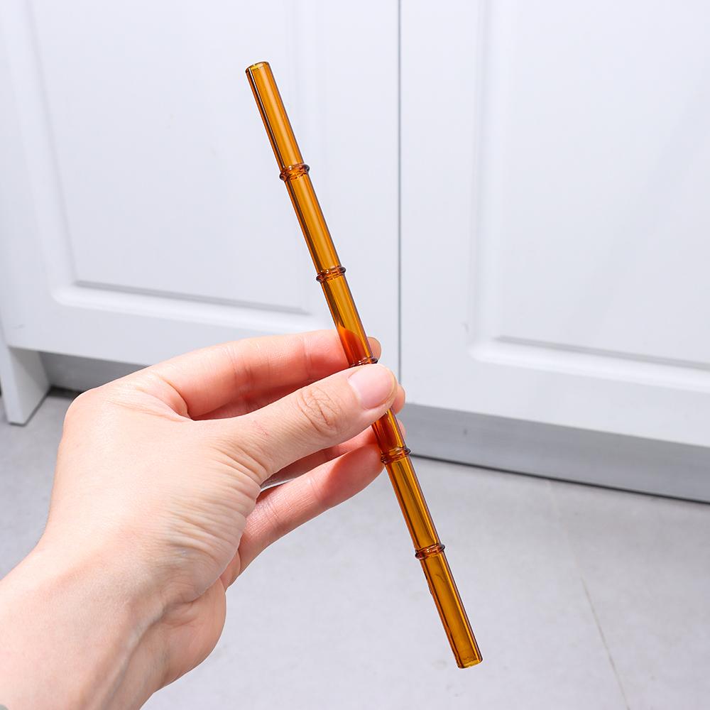 Juice Milk Drinking Glass Straw Washable Reusable Drinking Straw Bamboo Pattern High-temperature Juice Drink Blender Stick