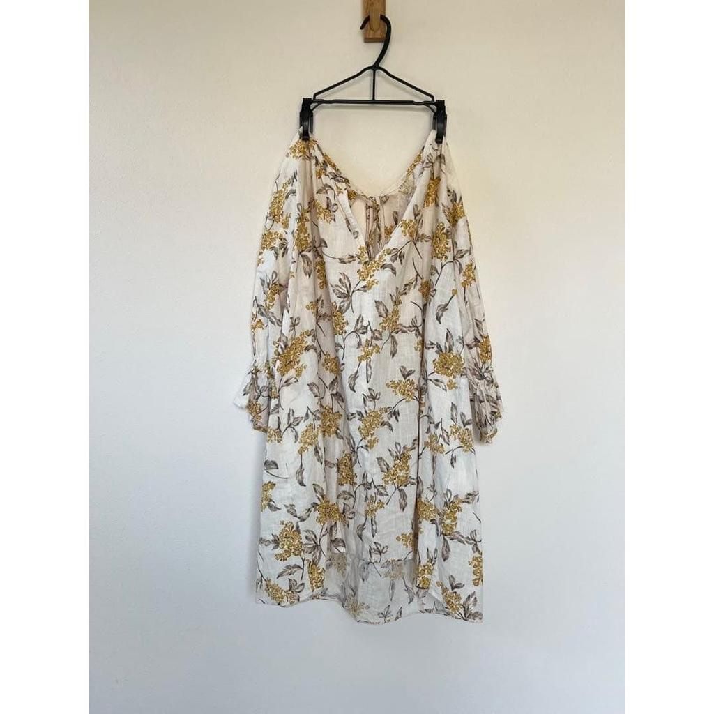 SLOBE IENA Lilas Print Tunic Blouse Cotton Linen Floral Pattern Free Size
