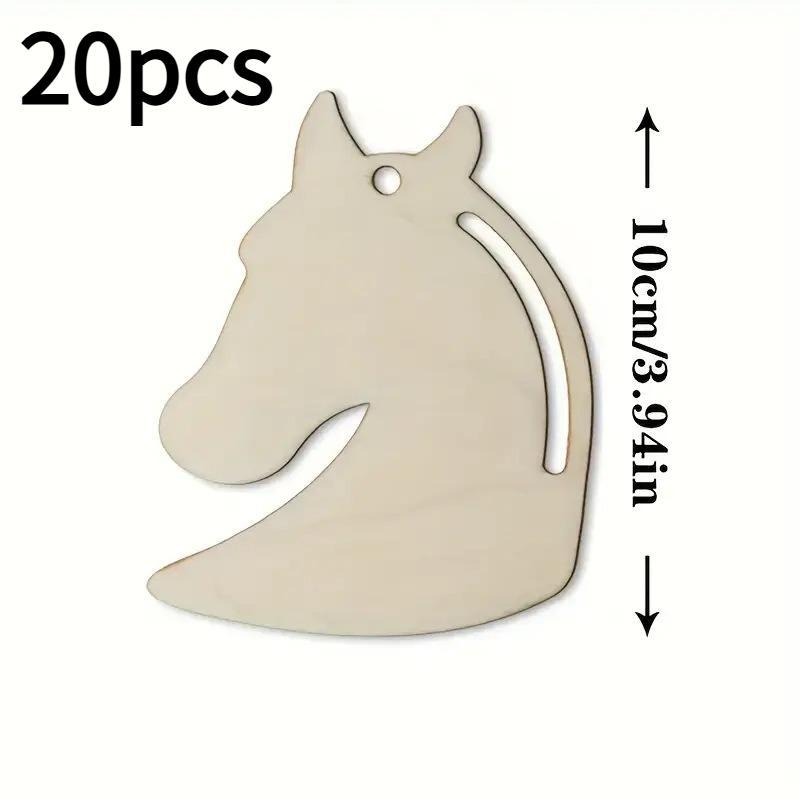 20pcs Horse Head Wooden Decorations -Artificial Horse-Shaped Hanging Ornaments with Horse Heads for DIY Crafts,Wedding,Valentine