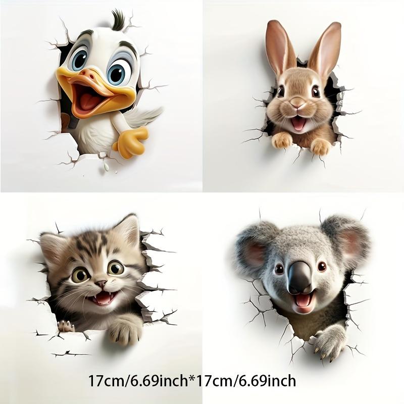 

Duck Rabbit Cat Koala Wall Stickers Waterproof Vinyl Decals Home Bedroom Living Room Decoration Cartoon Animal Wall Accessories (as the picture,17x17CM x4pcs)