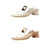 Strap Sandals Women's 2025 Summer New Thick Heel Transparent French Rivets Fashionable Square Head Versatile Roman Women's Shoes