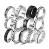 Anneaux Rotatifs Anti-Anxiété Relaxants Pour Couple Acier Inoxydable Rotatif Lune Étoile Cœur Croix Vagues Anneaux Fidget Femmes Hommes Bijoux