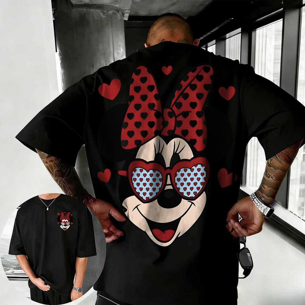 2026 Verano Disney Lindo Mickey Mouse Camiseta Estampada 100% Algodón Manga Corta Casual Holgada Transpirable Top Unisex