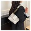 Korean Version Chic Create Patterns Pu Leather Shoulder Crossbody Bag with Gold Chain Strap Perfect for Elevating Everyday Looks